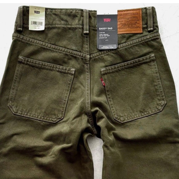 Levis Womens Nwt Baggy Dad Olive Green Straight Utility Jeans A84200001 27 x 30 - Picture 4 of 5